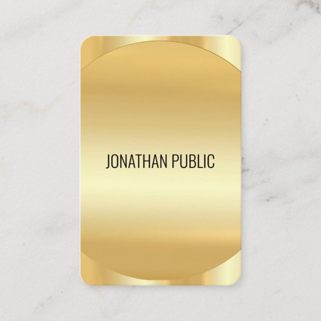 Modern Elegant Faux Gold Template Custom Luxury Business Card (Front)