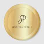 Modern Elegant Faux Gold Template Monogram Magnet<br><div class="desc">Modern Elegant Faux Gold Template Monogram Round Magnet.</div>