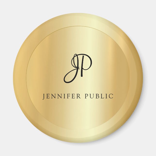 Modern Elegant Faux Gold Template Monogram Magnet (Front)