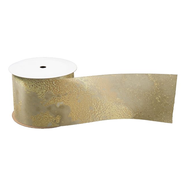 Modern Elegant Faux Gold Watercolor Marble Pattern Satin Ribbon (Spool)