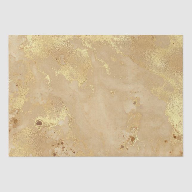 Modern Elegant Faux Gold Watercolor Marble Pattern Tissue Paper (Front)