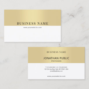 Modern Elegant Faux Gold White Minimalist Template Business Card