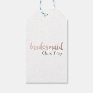 modern elegant faux rose gold bridesmaid text gift tags