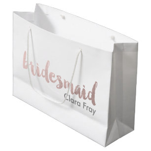 modern elegant faux rose gold bridesmaid text large gift bag