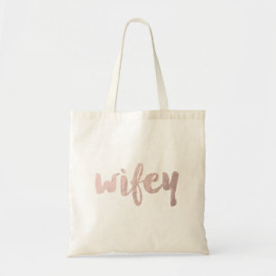 modern elegant faux rose gold wifey text tote bag