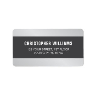 Modern Elegant Faux Silver Grey White Label