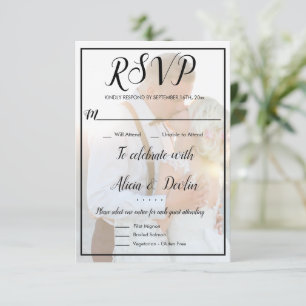 Modern Elegant Faux Vellum Overlay Photo Rsvp Card