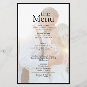 Modern Elegant Faux Vellum Photo Dinner Menu