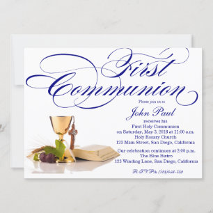 Modern Elegant First Communion Invitation for Boys