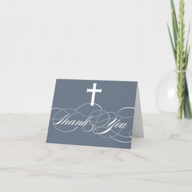 Modern Elegant First Communion Thank You Boys Card (Front)