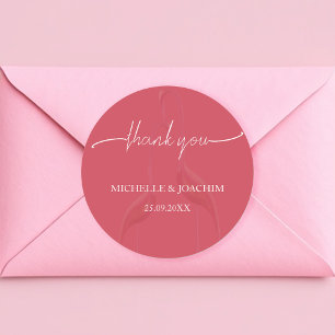 Modern Elegant Flamingo Coral Red Classic Round Sticker