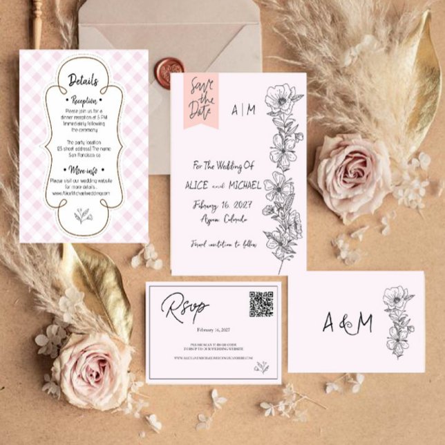 Modern Elegant Floral Branch Wedding Invitation (Creator Uploaded)