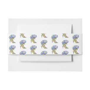 Modern Elegant Floral Chinoiserie High-Heel Shoe Invitation Belly Band
