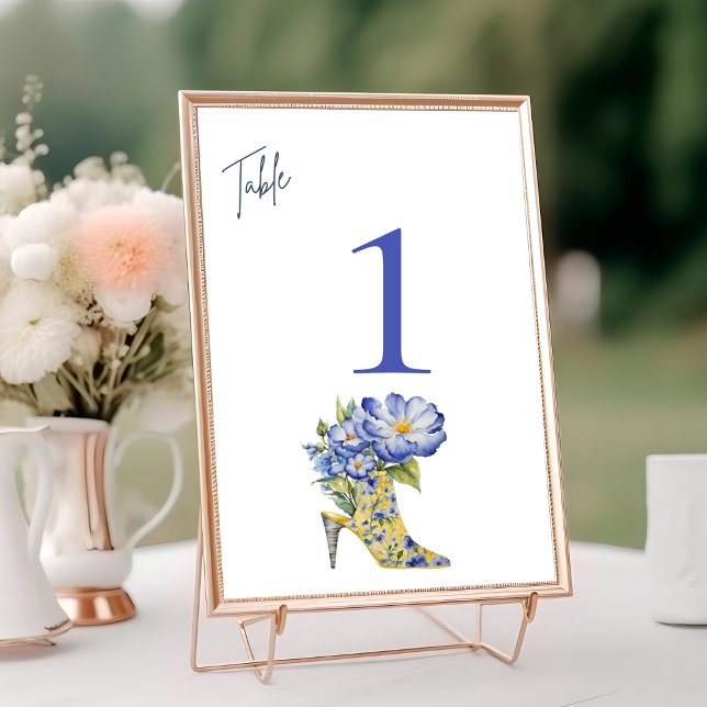 Modern Elegant Floral Chinoiserie High-Heel  Table Number (Creator Uploaded)