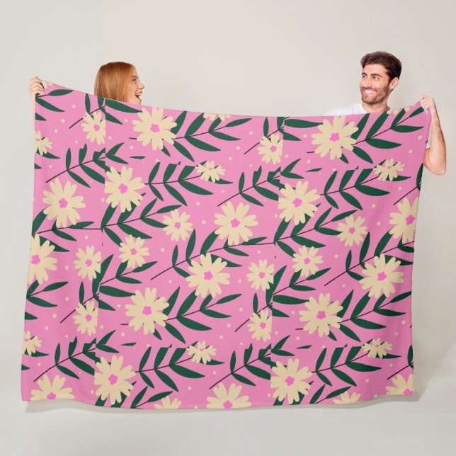 Modern Elegant Floral  Fleece Blanket (In Situ)