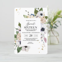 Modern Elegant Floral Frame & Gold Drops
