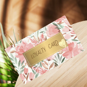 Modern Elegant Floral Gold Hearts,Frame Loyalty Card