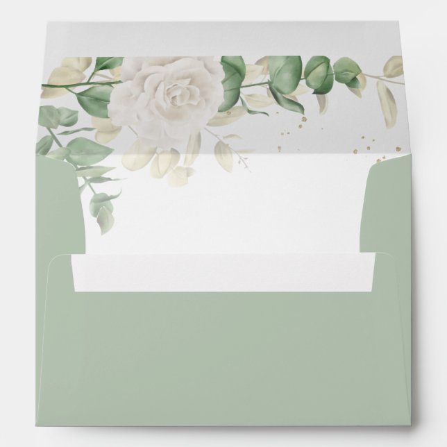 Modern Elegant Floral Greenery Envelope (Back (Bottom))
