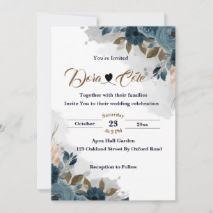 Modern Elegant Floral Greenery Watercolor Wedding Invitation