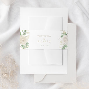Modern Elegant Floral Greenery Wedding Invitation Belly Band
