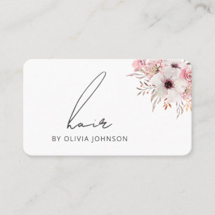 Modern Elegant Floral Hair Stylist Business Card