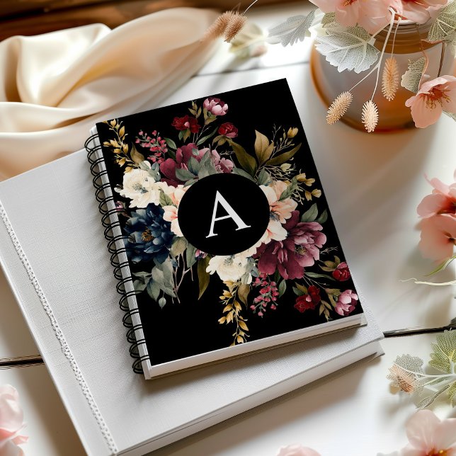 Modern Elegant Floral Monogram Personalised Notebook (Creator Uploaded)