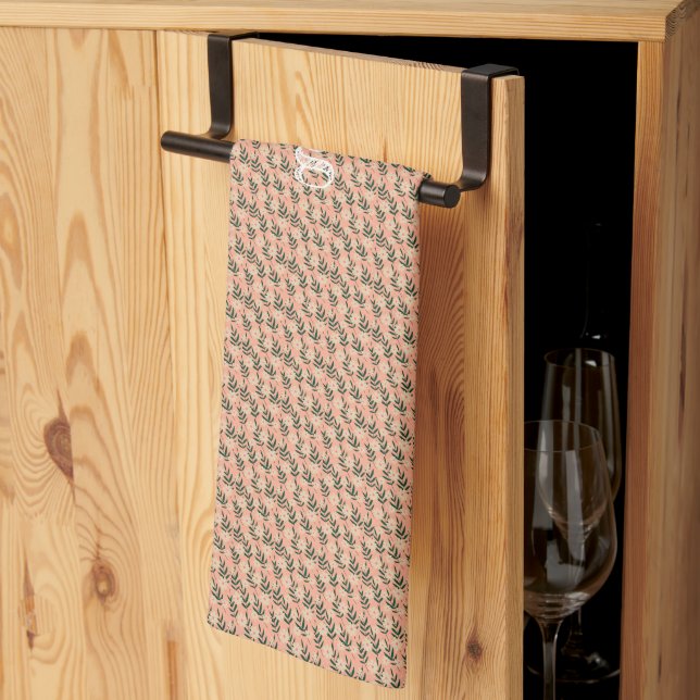 Modern Elegant Floral Pattern  Tea Towel (Thirds Fold)
