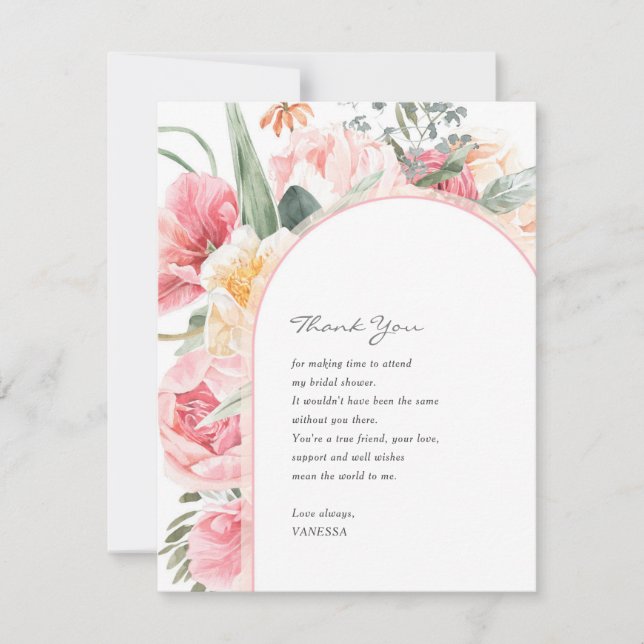 Modern elegant floral personalised thank you (Front)
