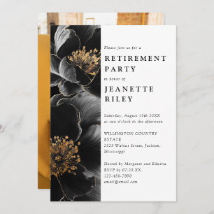  Modern Elegant Floral Retirement Party Photo Invitation