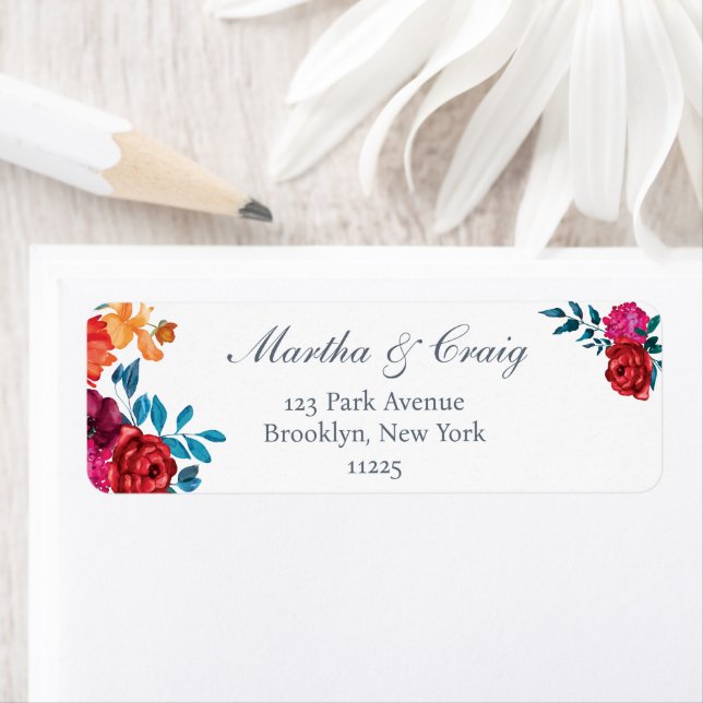 Modern Elegant Floral Return Address Label (Insitu)