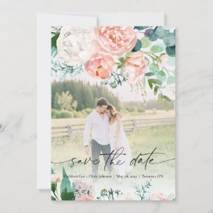 Modern Elegant Floral Rose Flower Save the Date Invitation