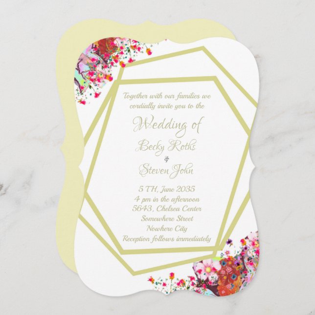 Modern Elegant Floral Rustic Wedding Invitation (Front/Back)