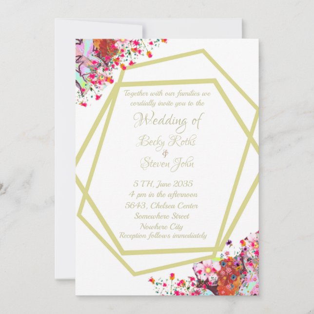 Modern Elegant Floral Rustic Wedding Invitation (Front)