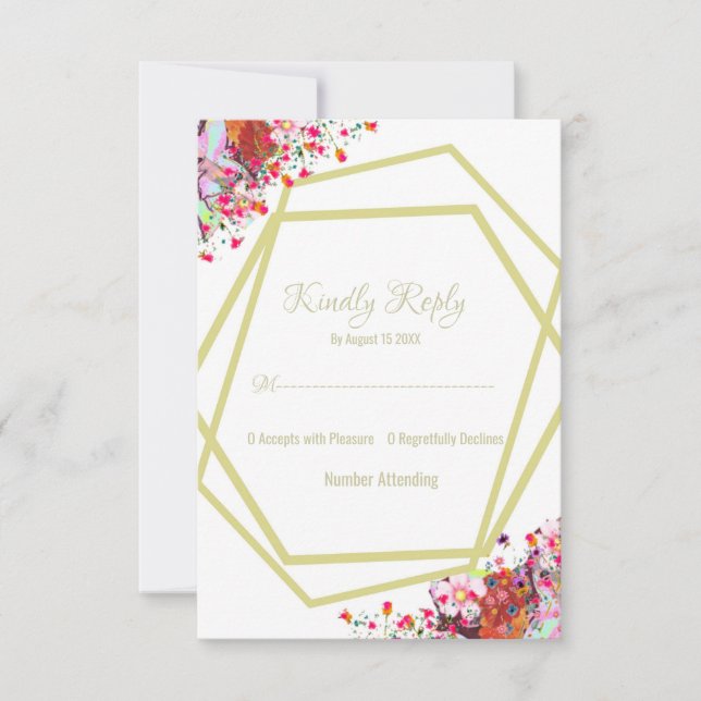 Modern Elegant Floral Rustic Wedding  RSVP Card (Front)
