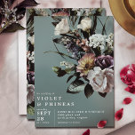 Modern Elegant Floral | Teal Green Spring Wedding Invitation<br><div class="desc">Elegant bouquet of florals on a cool-toned,  blue-green background. Pretty for spring or any wedding with a nature-inspired colour palette.</div>