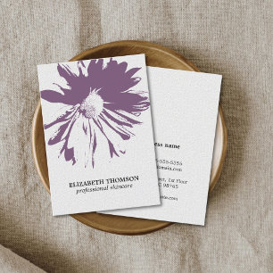 Modern Elegant Floral Texture Purple Cosmetologist Business Card