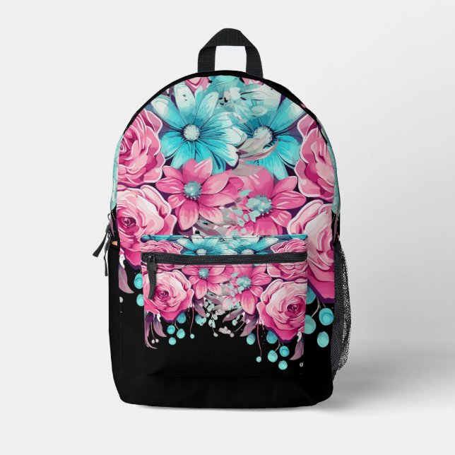 Modern Elegant Floral Watercolor Backpack (Front)