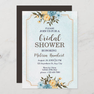 Modern Elegant Floral Watercolor Bridal Shower Invitation