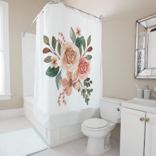 Modern elegant floral watercolor trendy girly pink shower curtain