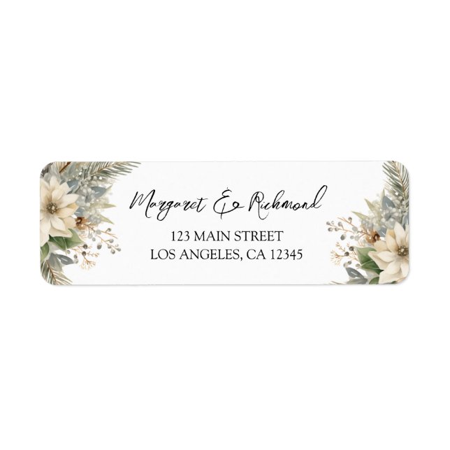Modern Elegant Floral Wedding Address Labels (Front)
