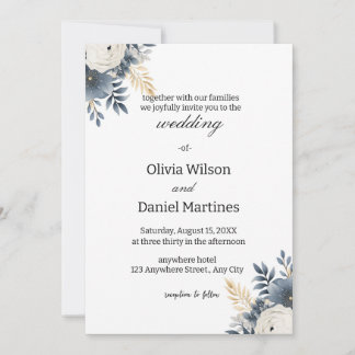 Modern Elegant Floral Wedding Invitation