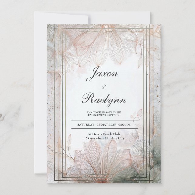 Modern Elegant Floral Wedding Invitation (Front)