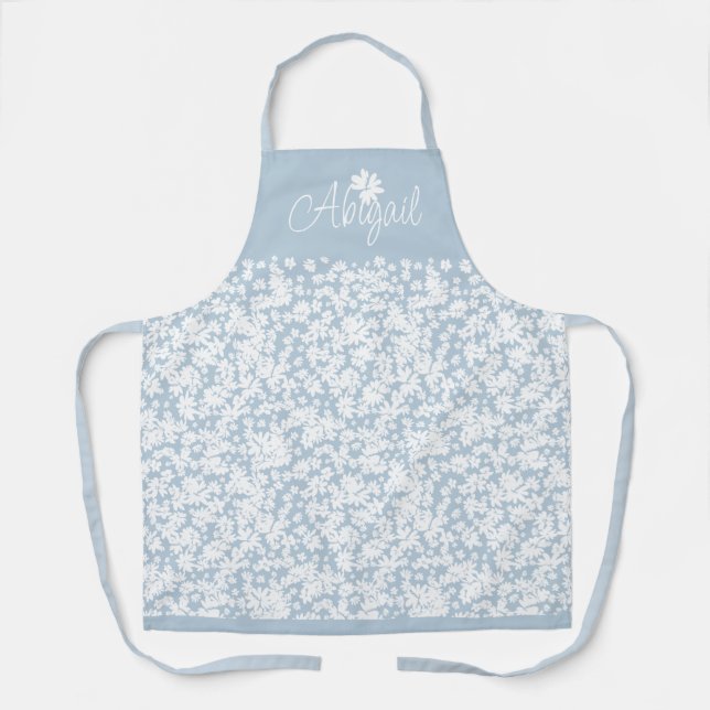 Modern Elegant Floral White Daisy Custom Apron (Front)