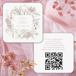 Modern Elegant Floral Wild QR Code & RSVP Wedding Enclosure Card