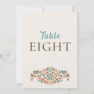 Modern Elegant Floral Wreath Wedding Table Number