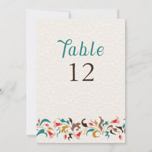 Modern Elegant Floral Wreath Wedding Table Number