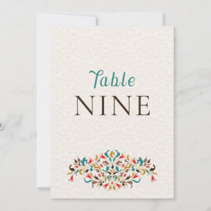 Modern Elegant Floral Wreath Wedding Table Number