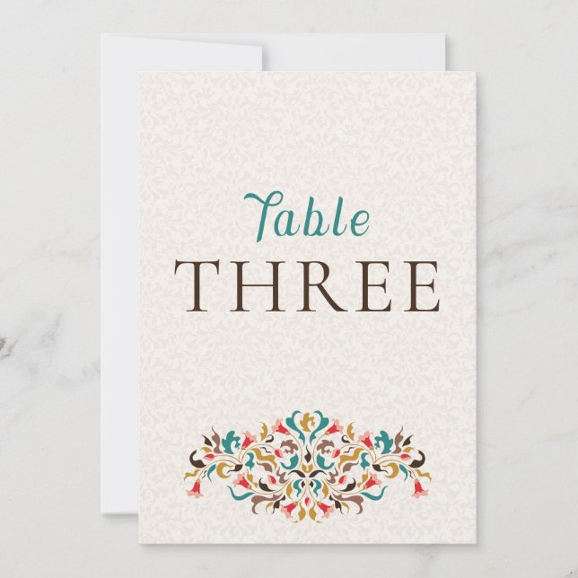 Modern Elegant Floral Wreath Wedding Table Number (Front)