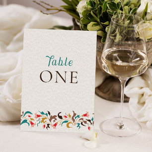 Modern Elegant Floral Wreath Wedding Table Number