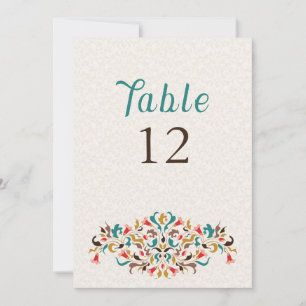 Modern Elegant Floral Wreath Wedding Table Number